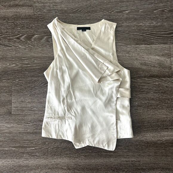 EUC Alexander Wang 100% Silk Asymmetrical Draped Blouse Vest Top Tie Back Size 6 - Picture 1 of 15